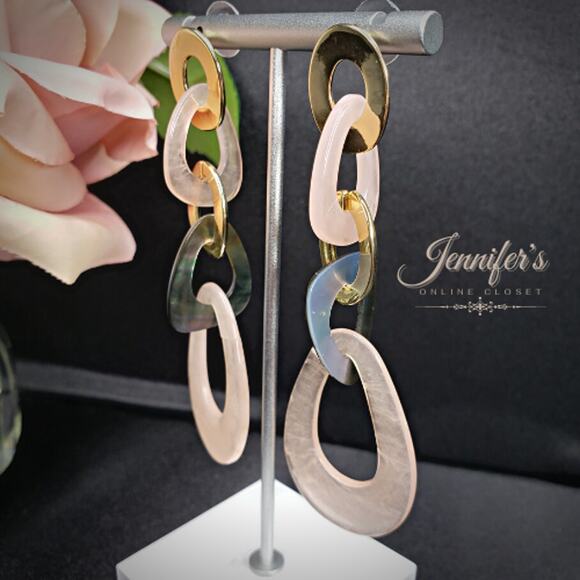 3/$25 a new day Genuine Shell Gold Oval Dangle Earrings - Picture 3 of 10